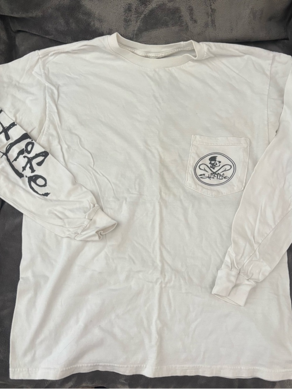 Salt Life Live Salty Skull and Hook White Long Sleeve Shirt